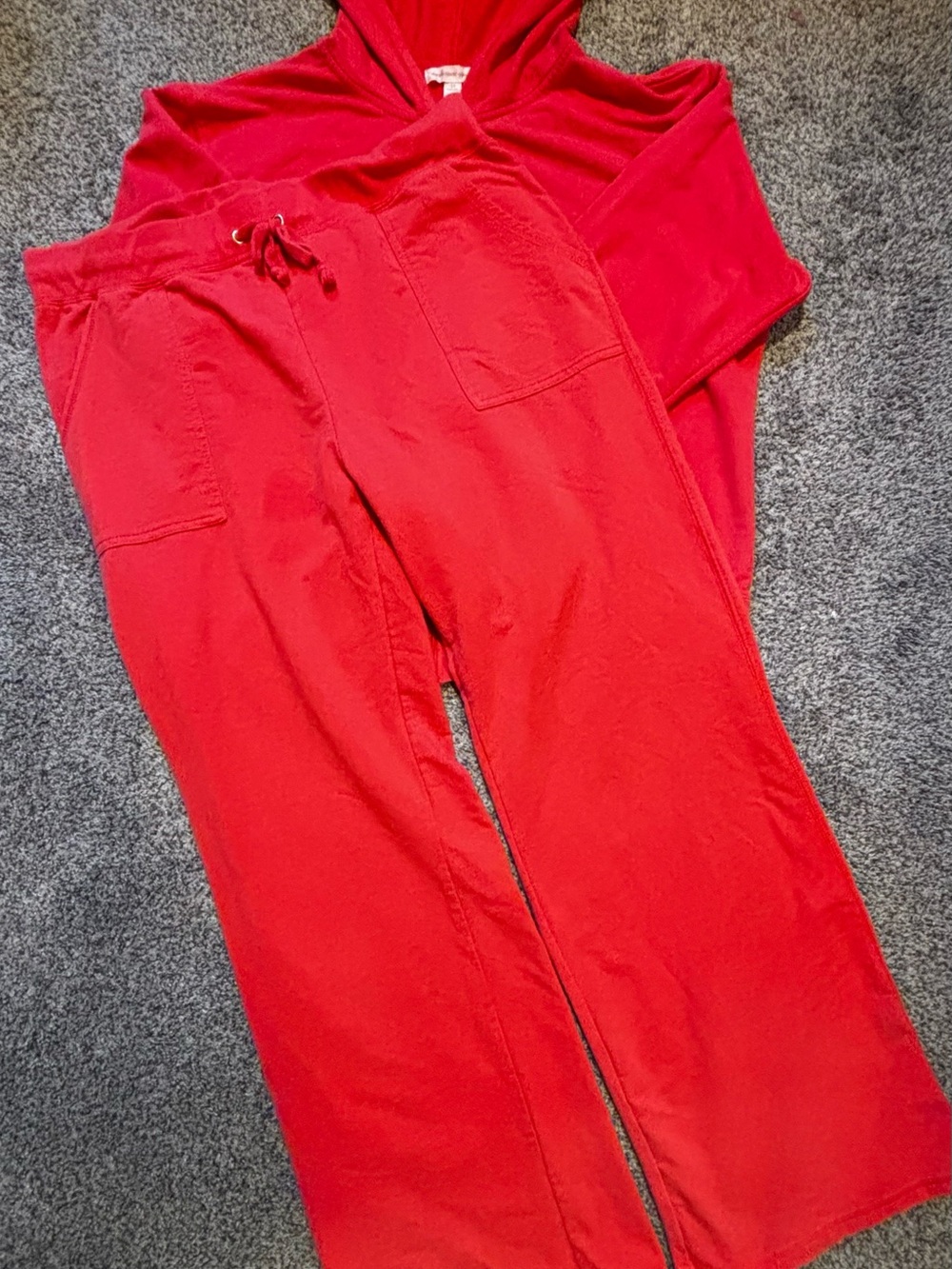 Ambiance Red/Orange Drawstring Track Pants with Patch Pockets